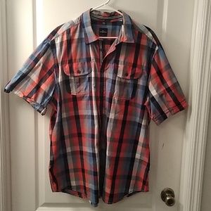 engbers xxl plaid button down short sleeve shirt